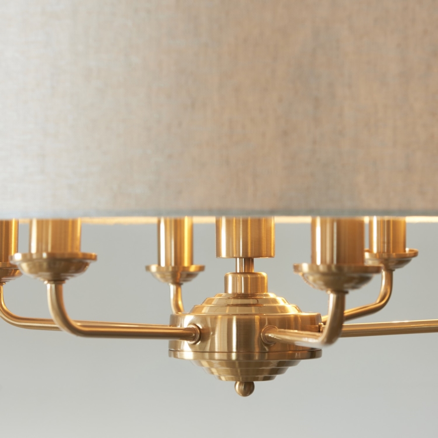 Endon 110722 - Lustra ar ķēdi HIGHCLERE 6xE14/6W/230V bēša/misiņš d. 55 cm