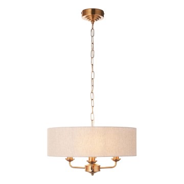 Endon 110723 - Lustra ar ķēdi HIGHCLERE 3xE14/40W/230V bēša/misiņš
