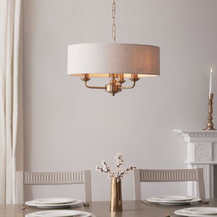 Endon 110723 - Lustra ar ķēdi HIGHCLERE 3xE14/40W/230V bēša/misiņš