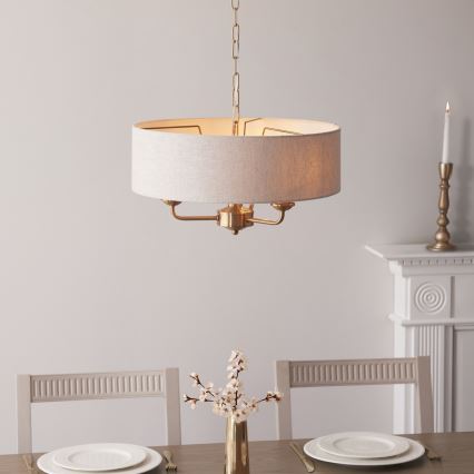 Endon 110723 - Lustra ar ķēdi HIGHCLERE 3xE14/40W/230V bēša/misiņš