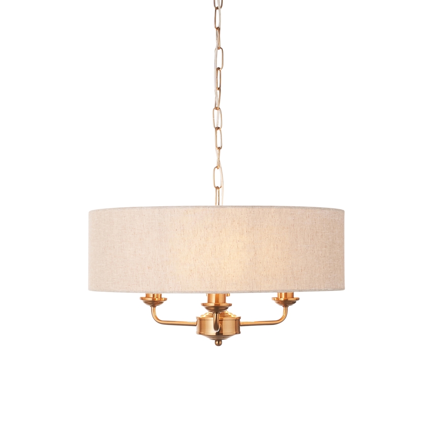 Endon 110723 - Lustra ar ķēdi HIGHCLERE 3xE14/40W/230V bēša/misiņš