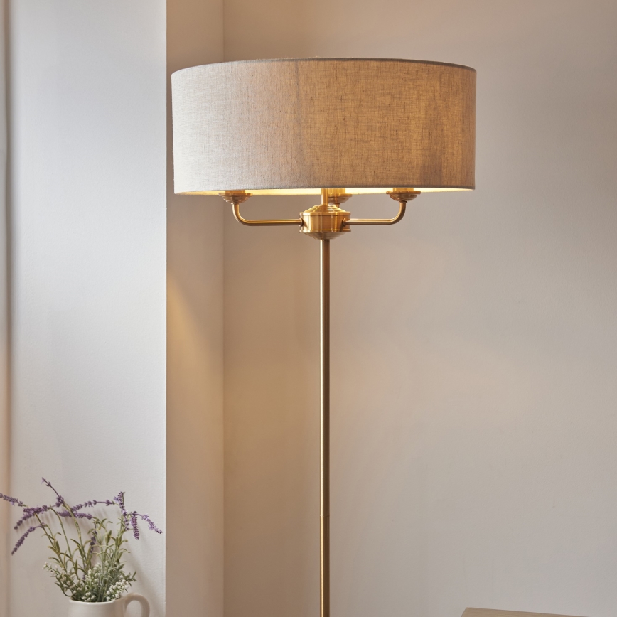 Endon 110724 - Grīdas stāvlampa HIGHCLERE 1xE14/40W/230V bēša/misiņš