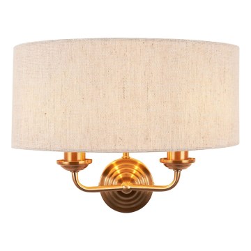 Endon 110726 - Sienas lampa HIGHCLERE 2xE14/40W/230V bēša/misiņš