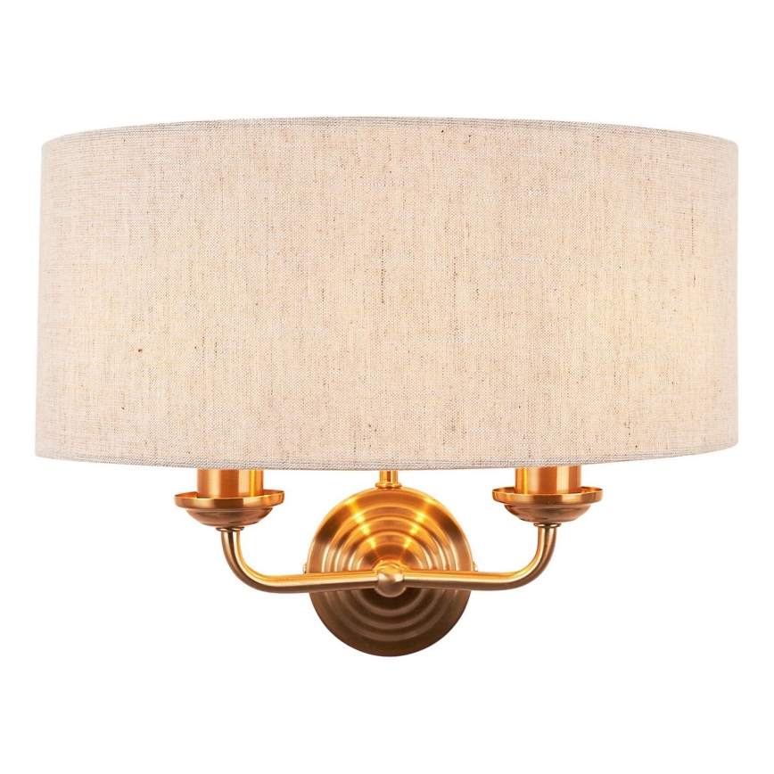 Endon 110726 - Sienas lampa HIGHCLERE 2xE14/40W/230V bēša/misiņš
