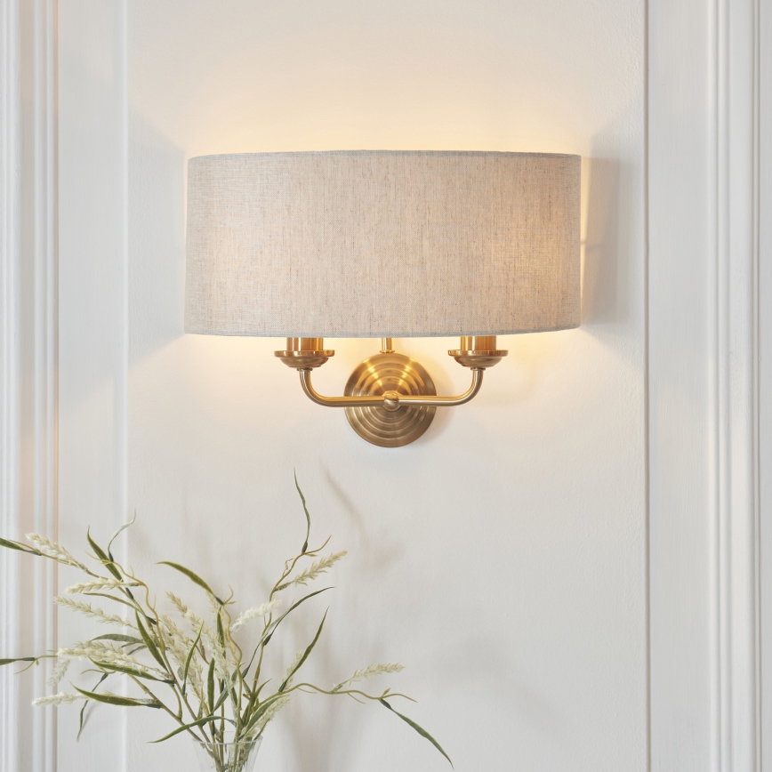 Endon 110726 - Sienas lampa HIGHCLERE 2xE14/40W/230V bēša/misiņš