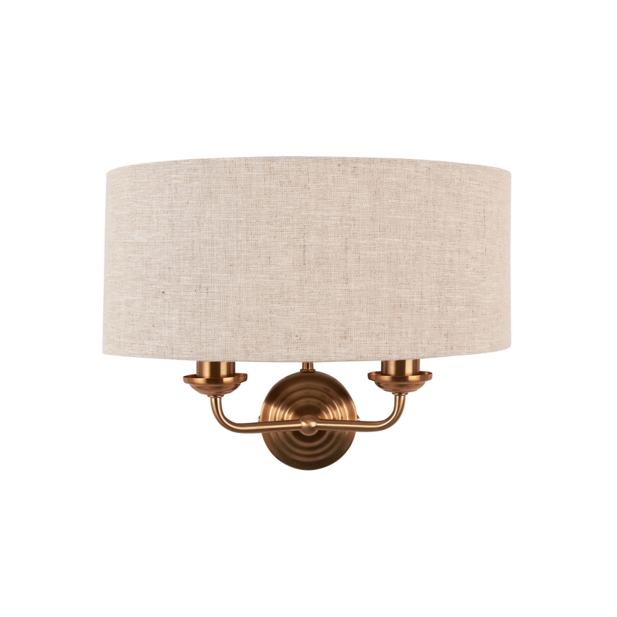 Endon 110726 - Sienas lampa HIGHCLERE 2xE14/40W/230V bēša/misiņš