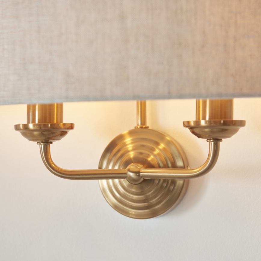 Endon 110726 - Sienas lampa HIGHCLERE 2xE14/40W/230V bēša/misiņš