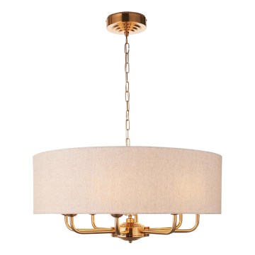 Endon 110727 - Lustra ar ķēdi HIGHCLERE 8xE14/40W/230V bēša/misiņa Ø 70 cm