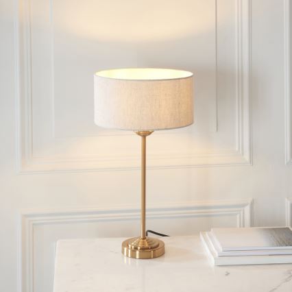 Endon 110728 - Galda lampa HIGHCLERE 1xE14/7W/230V bēša/misiņa, Ø 25 cm
