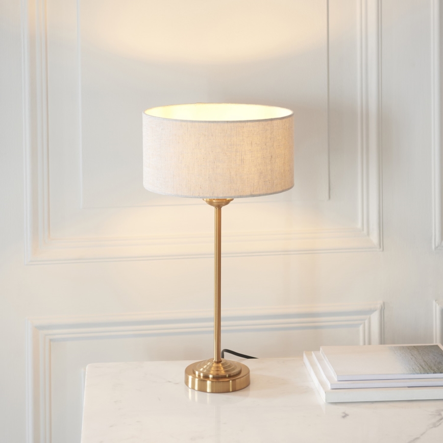 Endon 110728 - Galda lampa HIGHCLERE 1xE14/7W/230V bēša/misiņa, Ø 25 cm