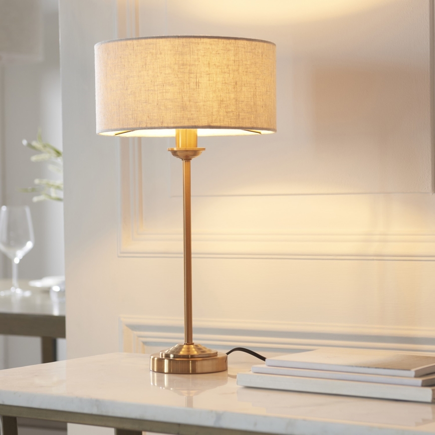 Endon 110728 - Galda lampa HIGHCLERE 1xE14/7W/230V bēša/misiņa, Ø 25 cm