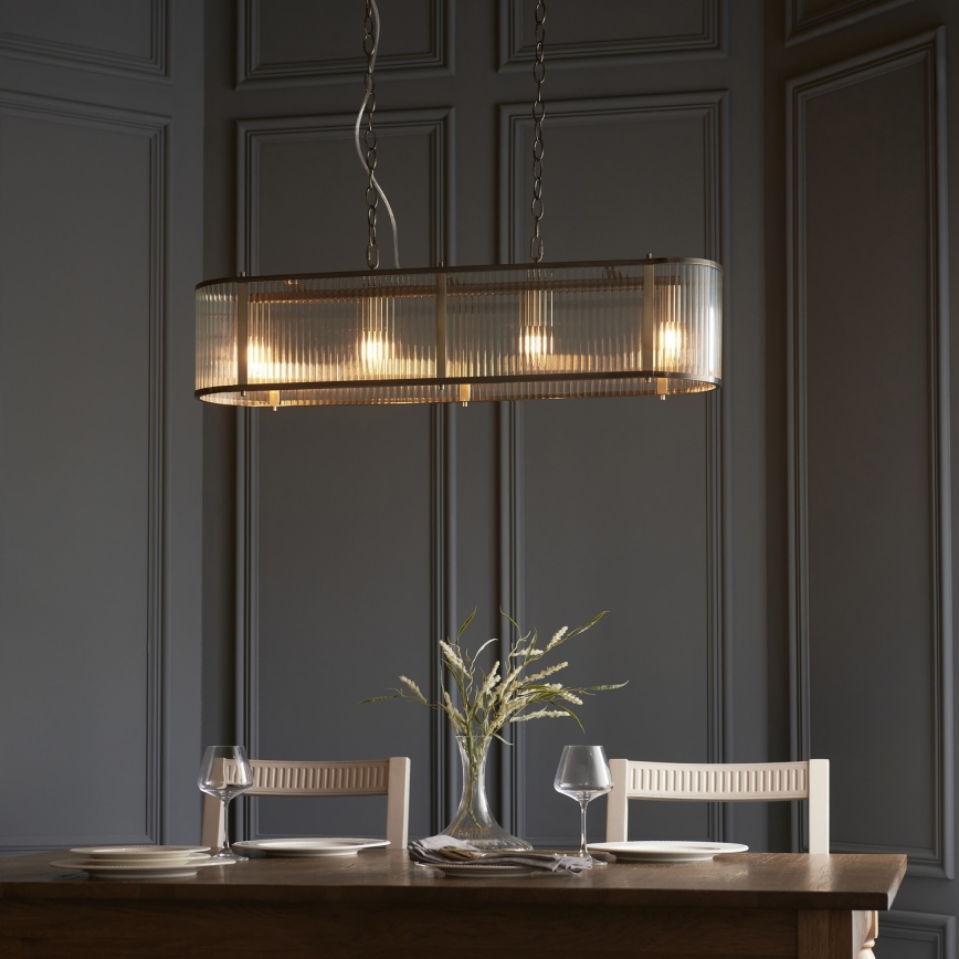 Endon 110945 - Lustra ar ķēdi RIDGETON 4xE14/6W/230V misiņš/caurspīdīga