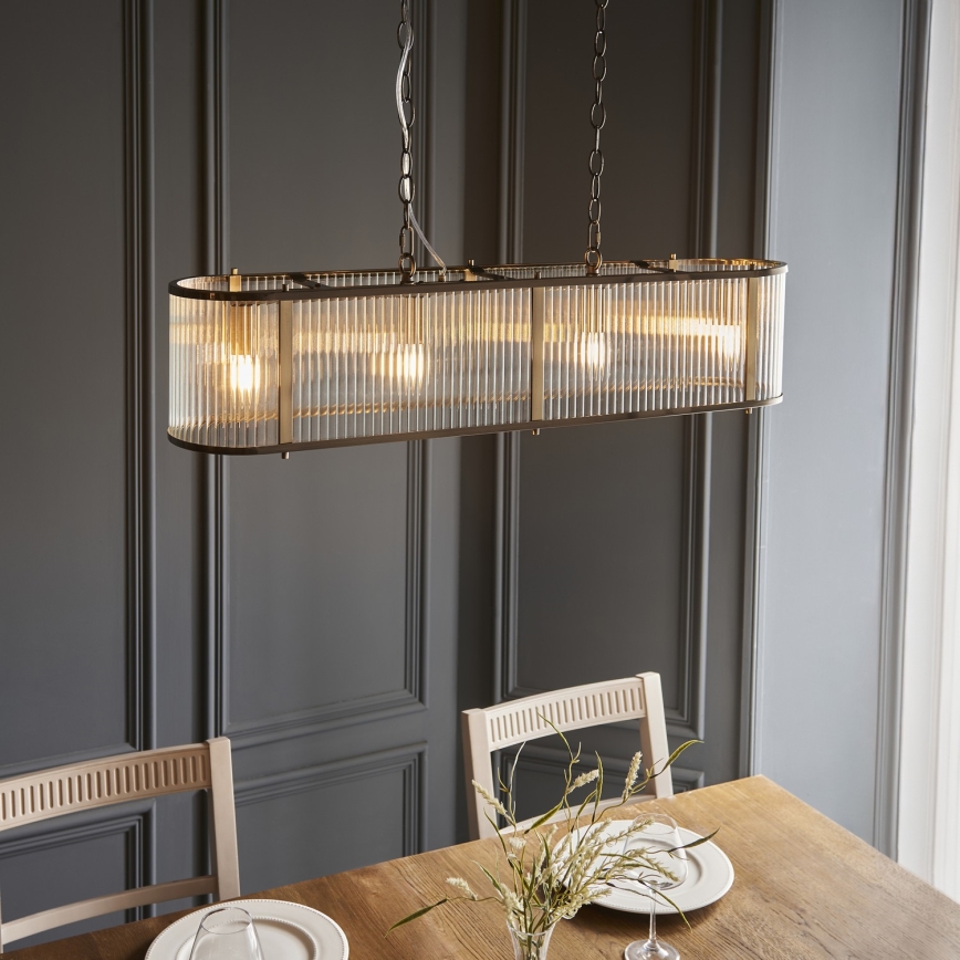 Endon 110945 - Lustra ar ķēdi RIDGETON 4xE14/6W/230V misiņš/caurspīdīga