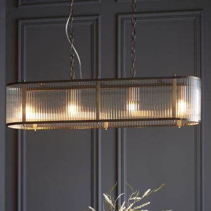 Endon 110945 - Lustra ar ķēdi RIDGETON 4xE14/6W/230V misiņš/caurspīdīga