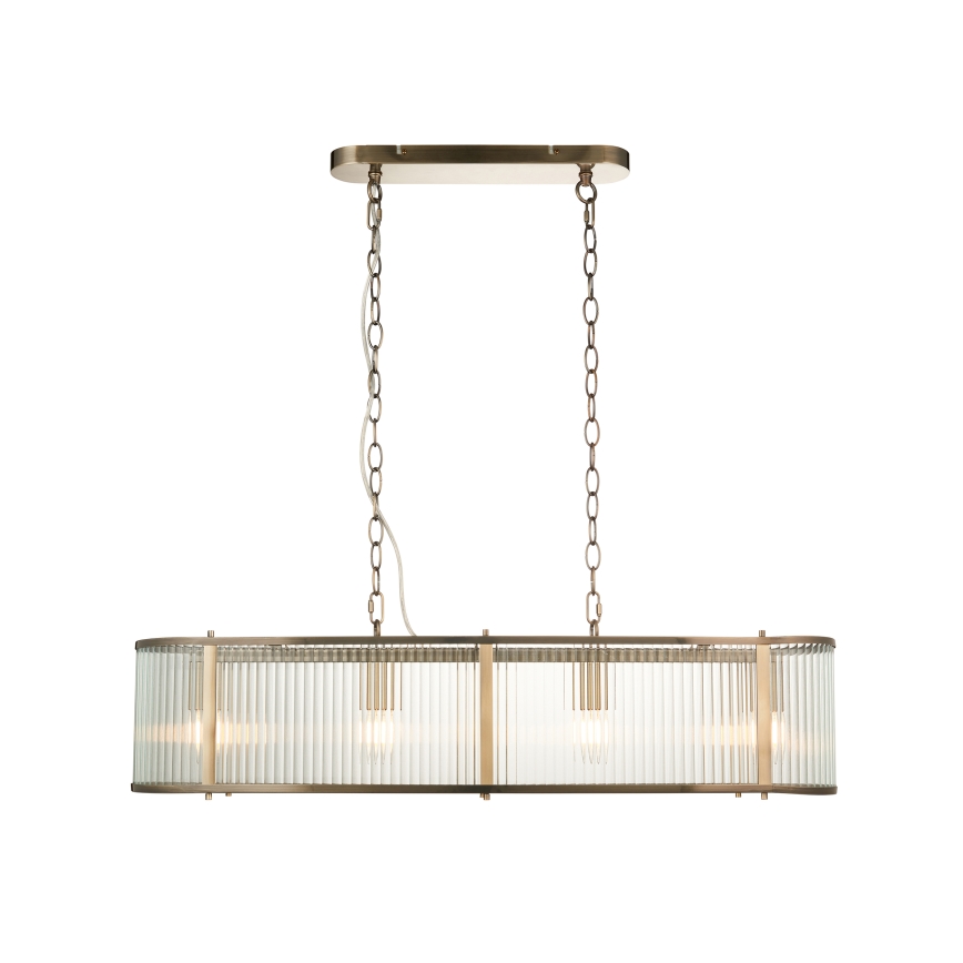 Endon 110945 - Lustra ar ķēdi RIDGETON 4xE14/6W/230V misiņš/caurspīdīga
