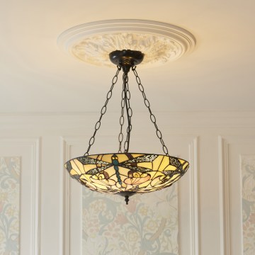 Endon 111869 - Lustra uz ķēdes Tiffany ASHTON 3xE27/10W/230V Ø 45 cm