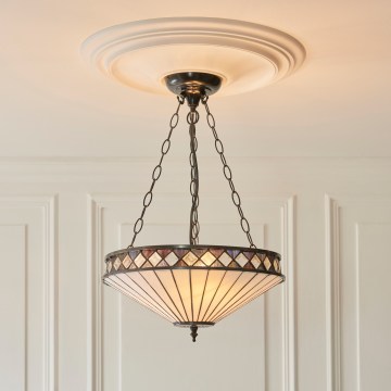 Endon 111870 - karājoša lustra ar ķēdi Tiffany FARGO, 3xE27/10W/230V, Ø 41,5 cm
