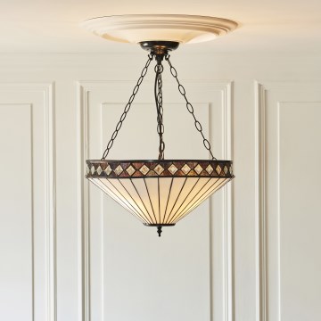 Endon 111871 - lustra ar ķēdi Tiffany FARGO 3xE27/10W/230V Ø 50 cm