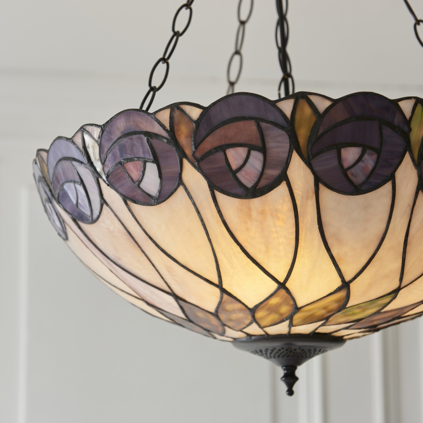 Endon 111872 - Lustra uz ķēdes Tiffany HUTCHINSON 3xE27/60W/230V Ø 50 cm