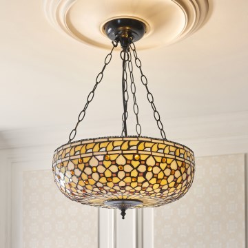 Endon 111882 - Pakaramā lustra uz ķēdes Tiffany MILLE FEUX 3xE27/10W/230V Ø 45 cm