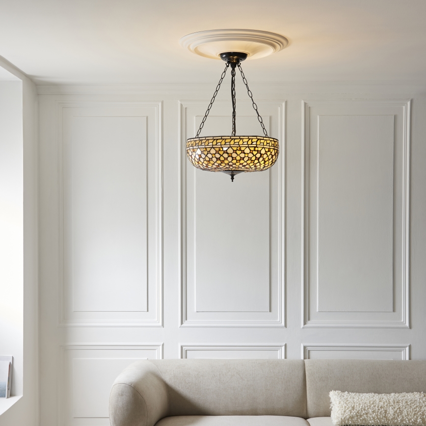 Endon 111882 - Pakaramā lustra uz ķēdes Tiffany MILLE FEUX 3xE27/10W/230V Ø 45 cm