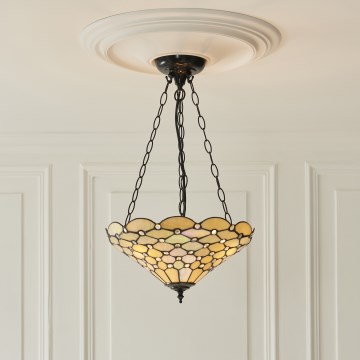 Endon 111884 - Lustra ar ķēdi Tiffany PEARL 3xE27/10W/230V Ø 37 cm