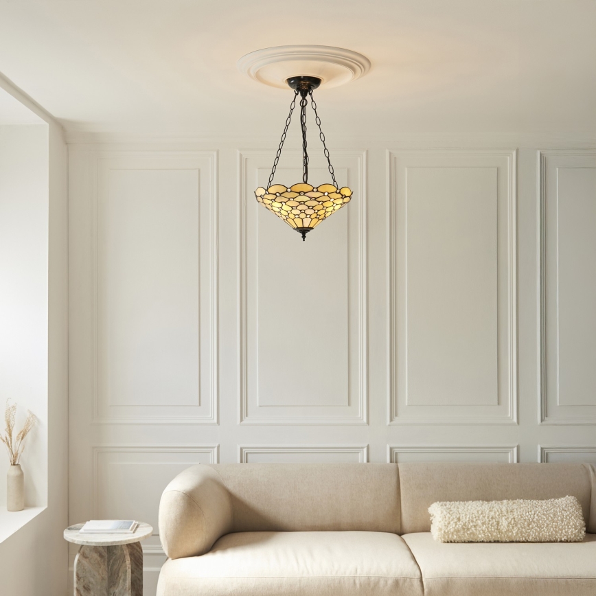 Endon 111884 - Lustra ar ķēdi Tiffany PEARL 3xE27/10W/230V Ø 37 cm