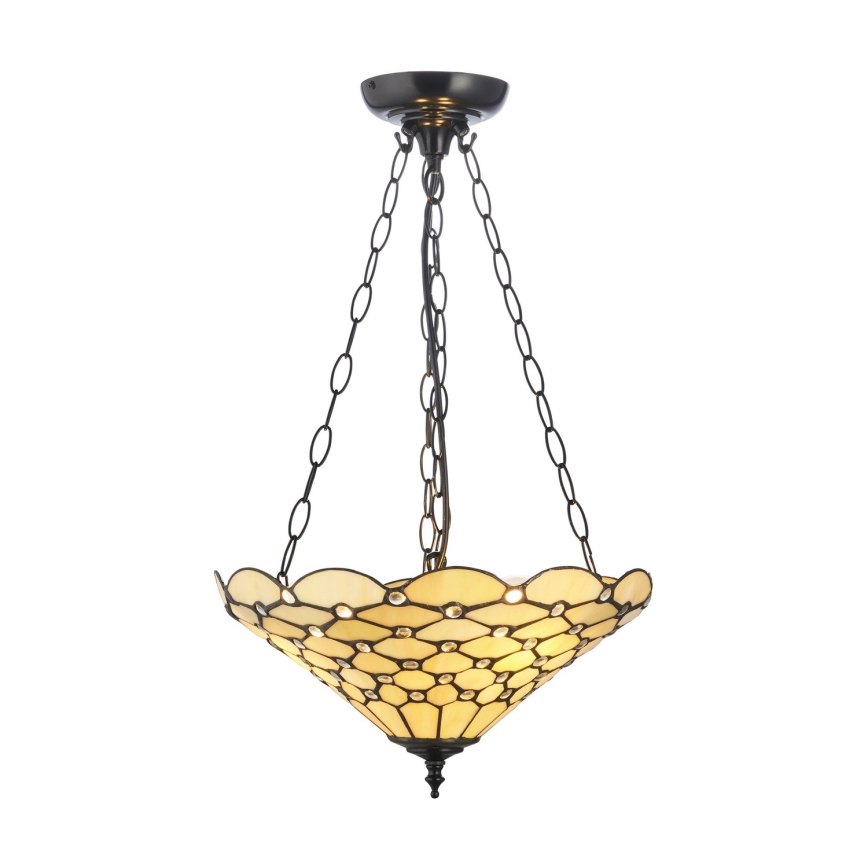 Endon 111884 - Lustra ar ķēdi Tiffany PEARL 3xE27/10W/230V Ø 37 cm