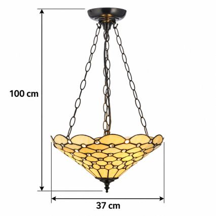 Endon 111884 - Lustra ar ķēdi Tiffany PEARL 3xE27/10W/230V Ø 37 cm