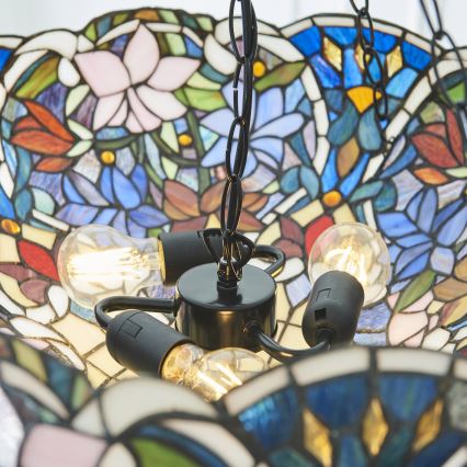 Endon 111887 - Tiffany SULLIVAN pakaramā lustra ar ķēdi, 3xE27/10W/230V, Ø57 cm