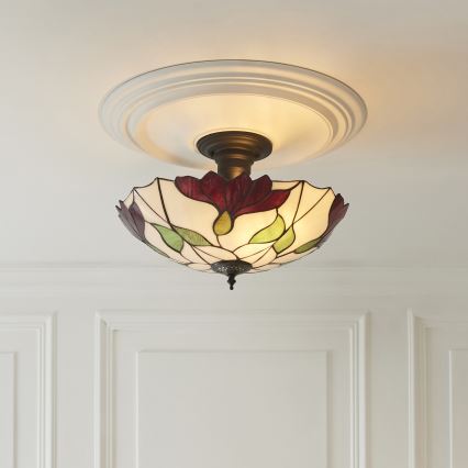 Endon 111896 - Pievirzīta Tiffany BOTANICA griestu lustra 3xE27/10W/230V Ø 45 cm