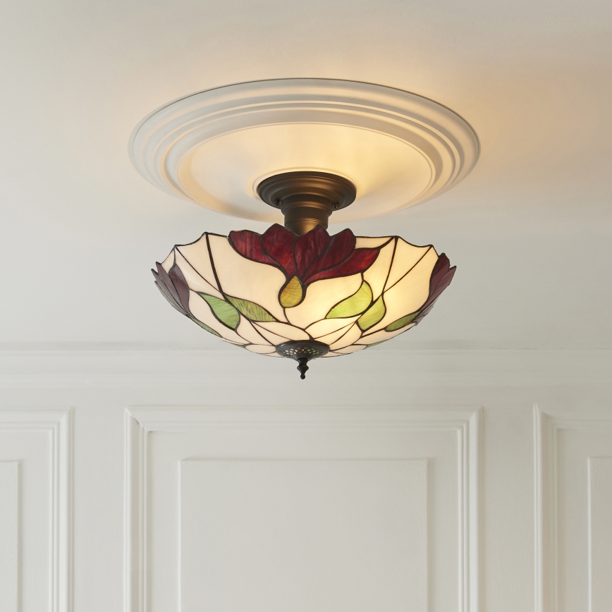 Endon 111896 - Pievirzīta Tiffany BOTANICA griestu lustra 3xE27/10W/230V Ø 45 cm