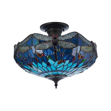 Endon 111897 - Piestiprināma griestu lampa Tiffany DRAGONFLY 3xE27/10W/230V Ø 41 cm