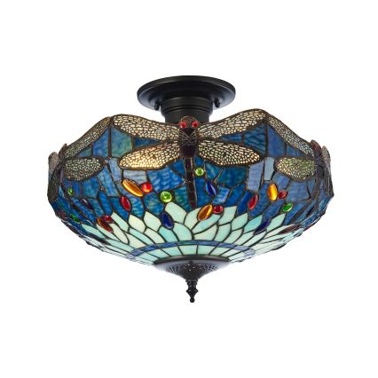 Endon 111897 - Piestiprināma griestu lampa Tiffany DRAGONFLY 3xE27/10W/230V Ø 41 cm