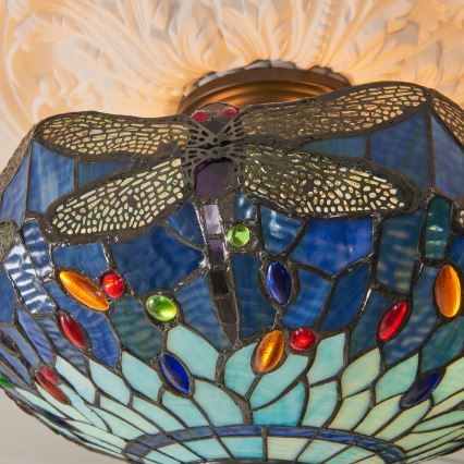 Endon 111897 - Piestiprināma griestu lampa Tiffany DRAGONFLY 3xE27/10W/230V Ø 41 cm