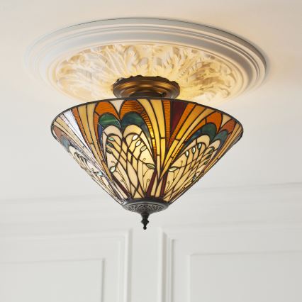Endon 111905 - Tiffany stila virsmas griestu lampa HECTOR 3xE27/10W/230V Ø 40 cm