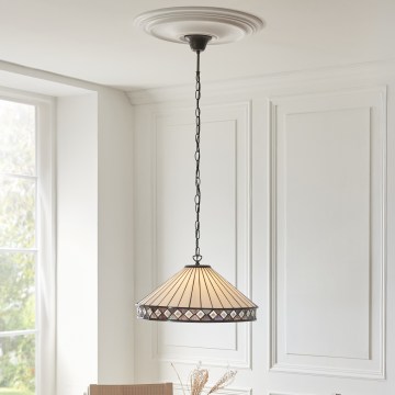 Endon 111961 - Lustra ar ķēdi Tiffany FARGO 3xE27/10W/230V Ø 50 cm