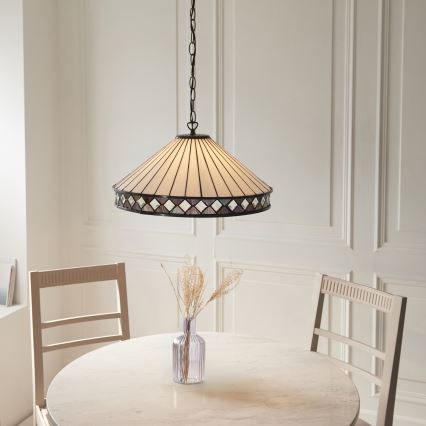 Endon 111961 - Lustra ar ķēdi Tiffany FARGO 3xE27/10W/230V Ø 50 cm