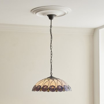 Endon 111985 - Pakaramā lustra ar ķēdi Tiffany HUTCHINSON 3xE27/10W/230V, diametrs 50 cm