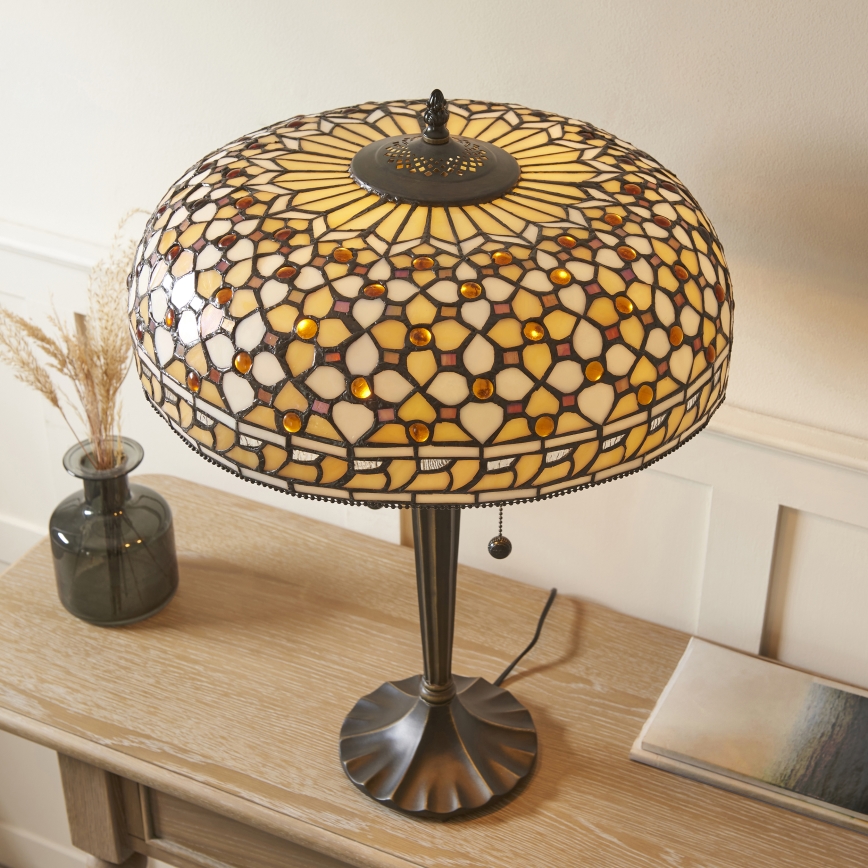 Endon 112178 - Galda lampa Tiffany MILLE FEUX 2xE14/40W/230V Ø 45 cm