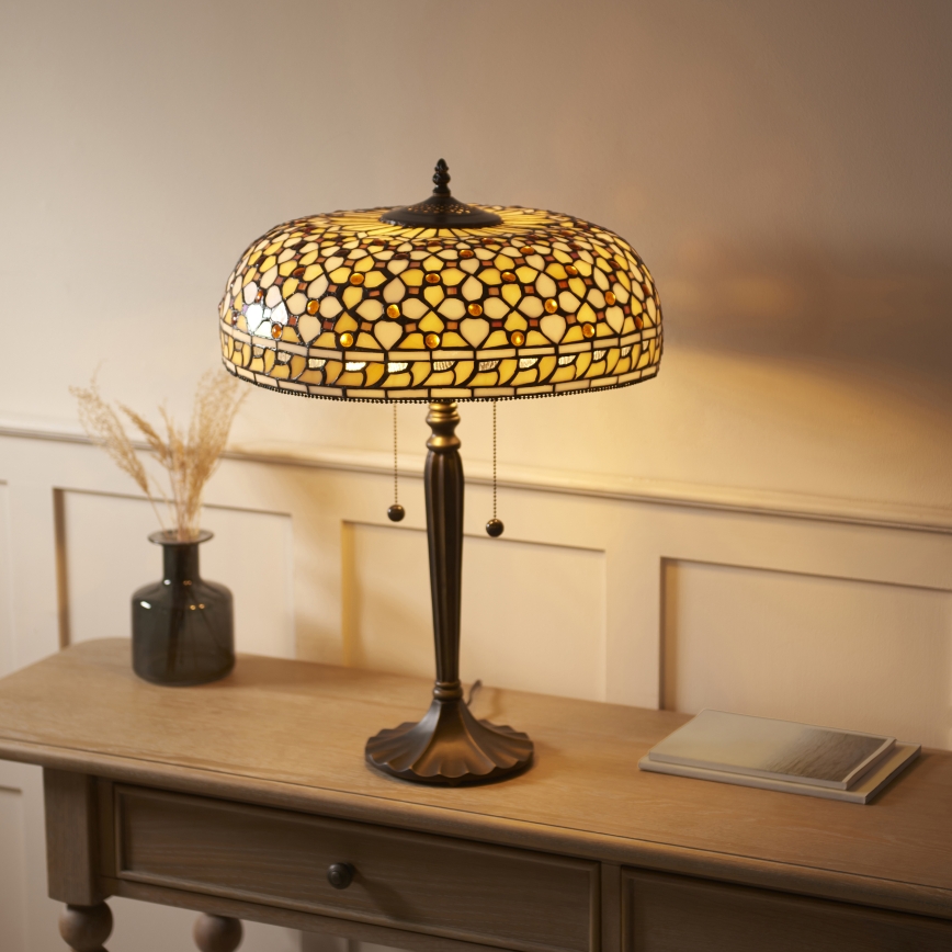 Endon 112178 - Galda lampa Tiffany MILLE FEUX 2xE14/40W/230V Ø 45 cm