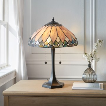 Endon 112183 - Galda lampa Tiffany BROOKLYN 2xE14/10W/230V Ø 40 cm
