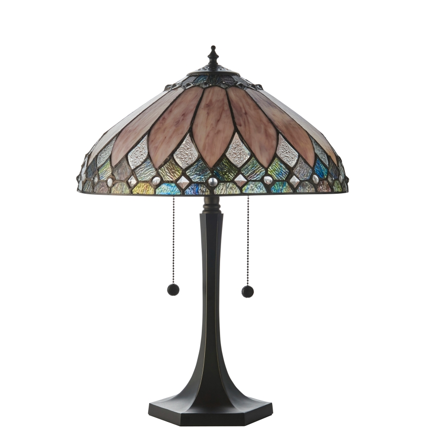 Endon 112183 - Galda lampa Tiffany BROOKLYN 2xE14/10W/230V Ø 40 cm
