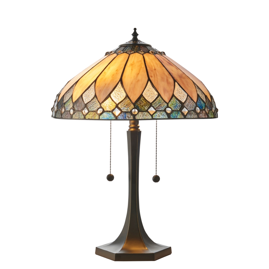 Endon 112183 - Galda lampa Tiffany BROOKLYN 2xE14/10W/230V Ø 40 cm
