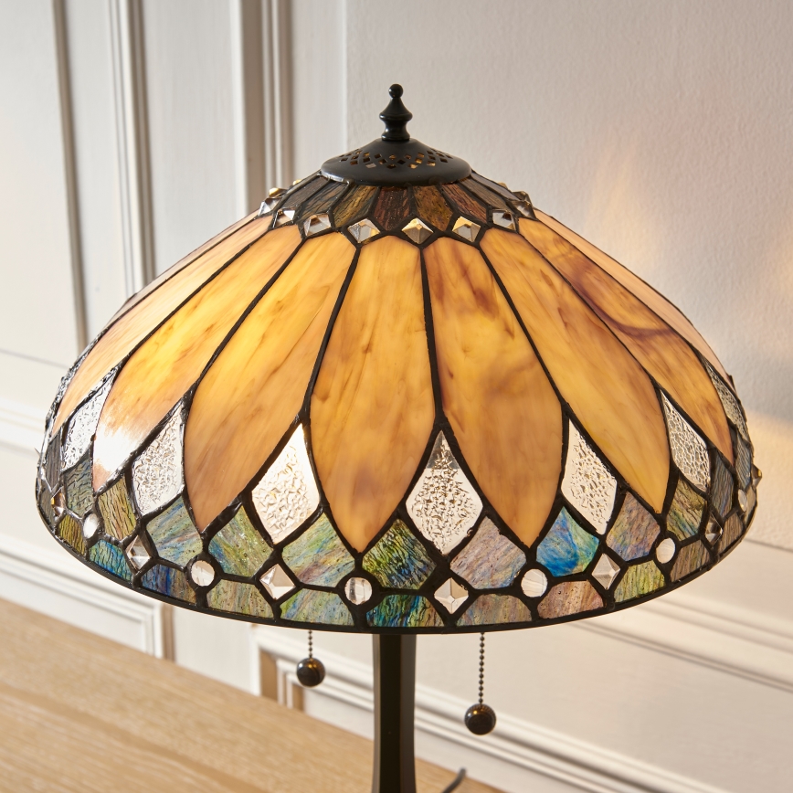 Endon 112183 - Galda lampa Tiffany BROOKLYN 2xE14/10W/230V Ø 40 cm