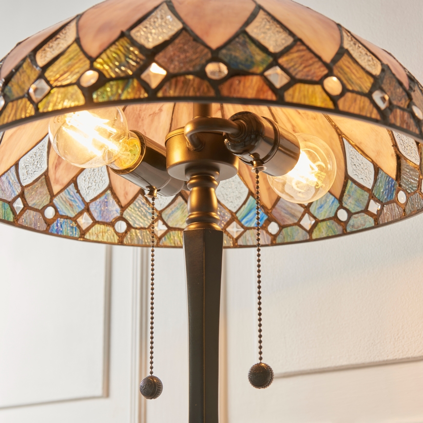 Endon 112183 - Galda lampa Tiffany BROOKLYN 2xE14/10W/230V Ø 40 cm