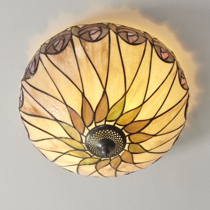Endon 112188 - Griestu gaismeklis Tiffany HUTCHINSON 2xE27/60W/230V Ø 40 cm