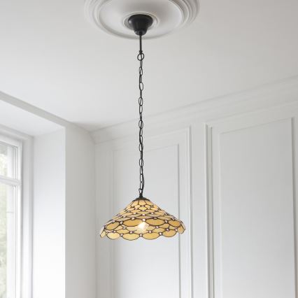 Endon 112226 - Lustra ar ķēdi Tiffany PEARL 1xE27/10W/230V Ø 45 cm