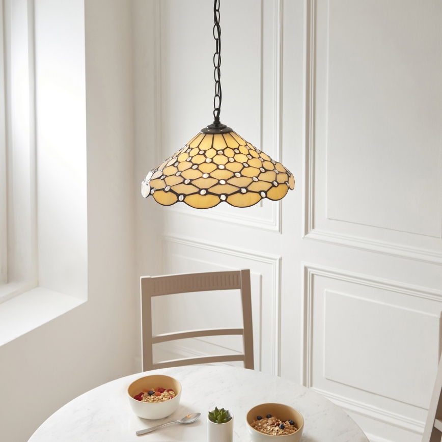 Endon 112226 - Lustra ar ķēdi Tiffany PEARL 1xE27/10W/230V Ø 45 cm