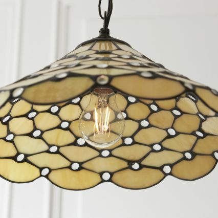 Endon 112226 - Lustra ar ķēdi Tiffany PEARL 1xE27/10W/230V Ø 45 cm